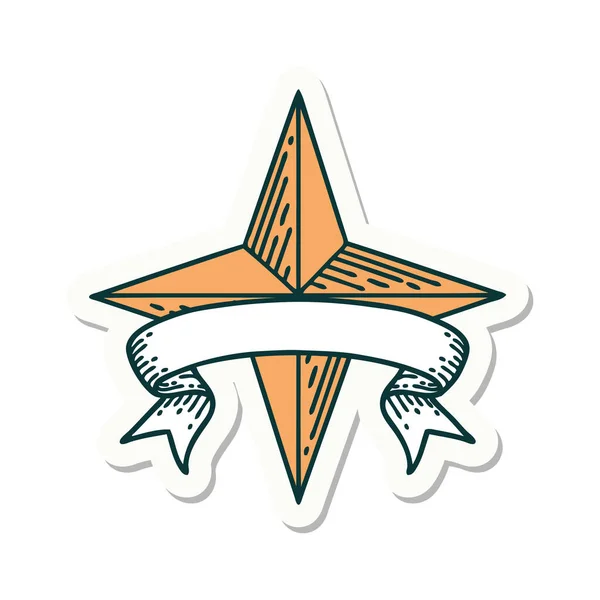 Tattoo Style Sticker Banner Star — Stock Vector
