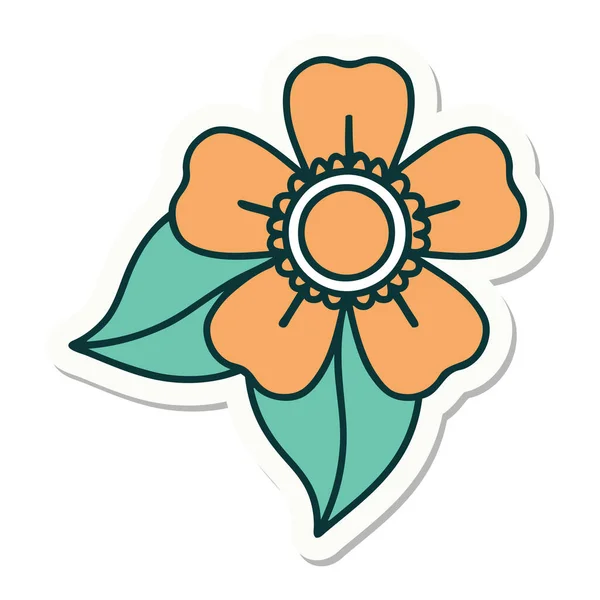 Sticker Van Tatoeage Traditionele Stijl Van Een Bloem — Stockvector