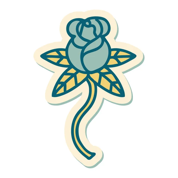 Sticker Tattoo Traditional Style Rose — Stock Vector