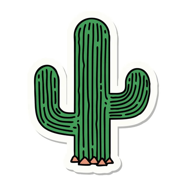 Autocollant Tatouage Dans Style Traditionnel Cactus — Image vectorielle