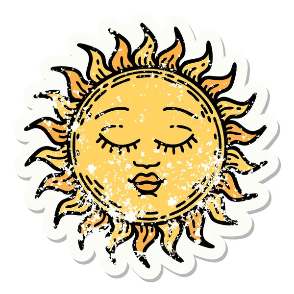 Tísnivé Tetování Samolepky Tradičním Stylu Slunce — Stockový vektor