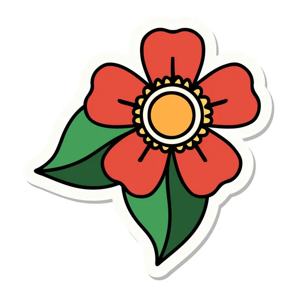 Tätowiersticker Traditionellen Stil Einer Blume — Stockvektor