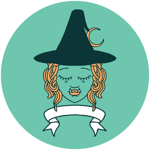 Icon Half Orc Witch Character Face Banner — Stock Vector