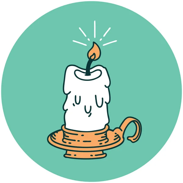 Icon Tattoo Style Spooky Melting Candle — Stock Vector