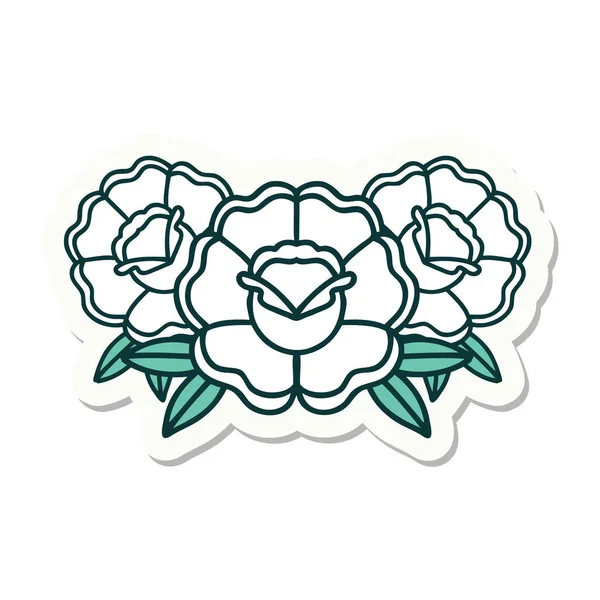 Sticker Van Tatoeage Traditionele Stijl Van Een Boeket Bloemen — Stockvector