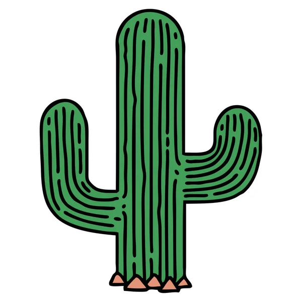 Tattoo Traditional Style Cactus — Stock Vector