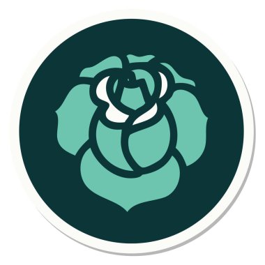 Geleneksel bir çiçek stiliyle dövme çıkartması