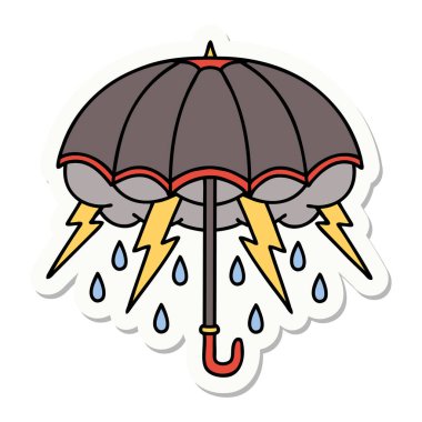 Geleneksel bir şemsiye stiliyle dövme çıkartması