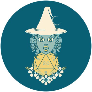 Retro Dövme Tarzı Doğal 20 zarlı İnsan Cadısı