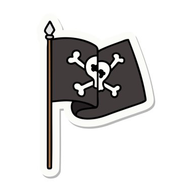 Geleneksel bir korsan bayrağı stili dövme çıkartması.