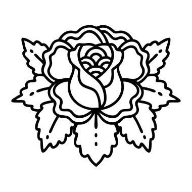 Siyah çizgi şeklinde dövme bir gül