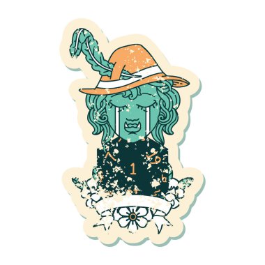 Retro Dövme Biçimi Ağlayan Ork Ozan Karakteri