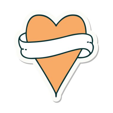 Geleneksel kalp ve bayrak stiliyle dövme çıkartması