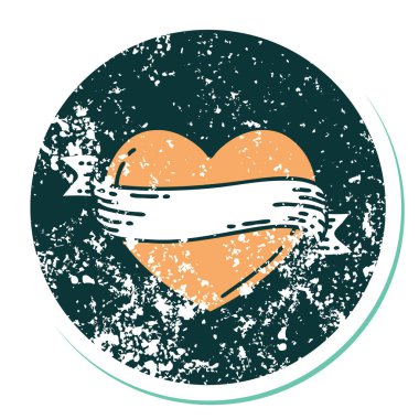 ikonik sıkıntılı çıkartma dövme stili bir kalp ve bayrak