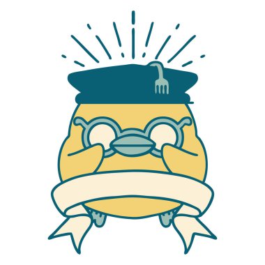 Dövme stili eğitim almış parşömen bayrağı