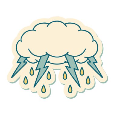 Geleneksel bir fırtına bulutu stiliyle dövme çıkartması