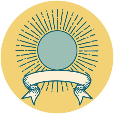 dövme stili simgesi ve güneş pankartı