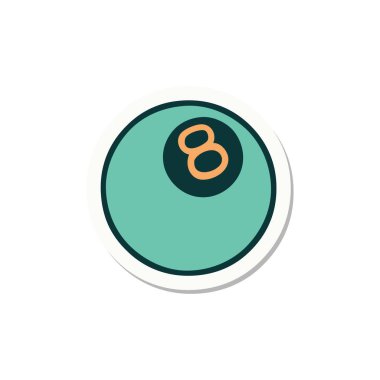 Sticker of tattoo in traditional style of 8 ball vector