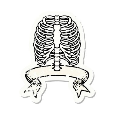 Üzerinde göğüs kafesi pankartı olan eski bir etiket.