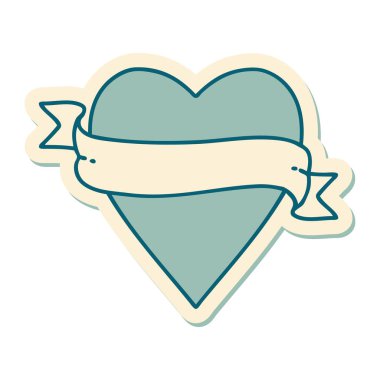 Geleneksel kalp ve bayrak stiliyle dövme çıkartması