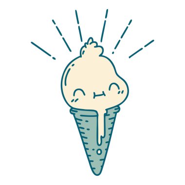 Geleneksel dövmeli dondurma karakterinin çizimi