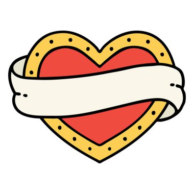 kalp ve bayrak şeklinde geleneksel bir dövme.