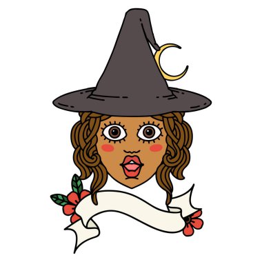 Retro Dövme Tarzı İnsan Cadı Yüzü