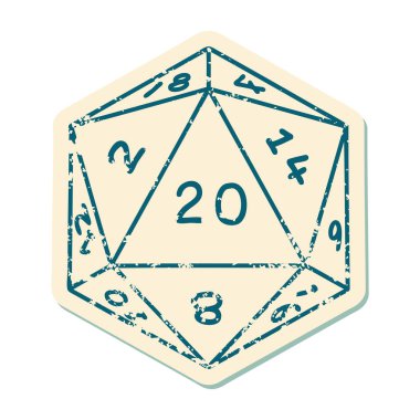 Retro Dövme Biçimi Doğal 20 D20 zar atma