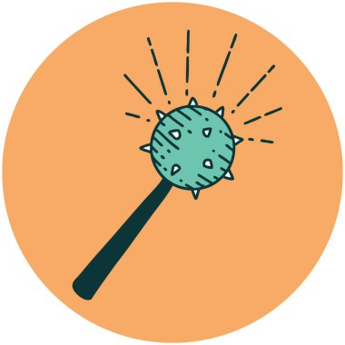 Dövme stili bir ortaçağ topuzu simgesi