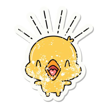 Şarkı söyleyen bir dövmenin eski çıkartması.