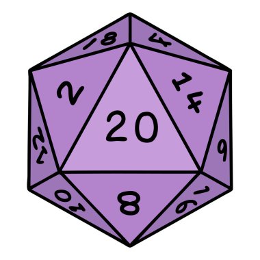 Retro Dövme Biçimi Doğal 20 D20 zar atma