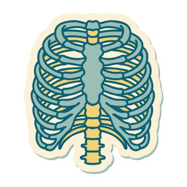 Geleneksel bir göğüs kafesi stili dövme çıkartması.