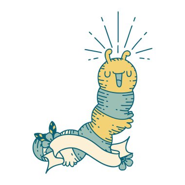 Dövme stili mutlu tırtıl parşömeni.