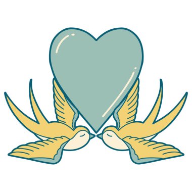 Kırlangıçların ve bir kalbin ikonik dövme görüntüsü