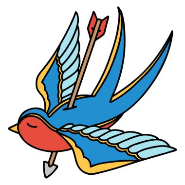 Okun deldiği bir kırlangıç dövmesi.