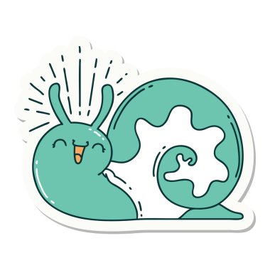 Dövme stili mutlu salyangoz çıkartması.