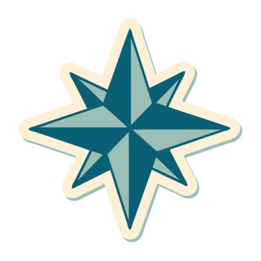 Geleneksel bir yıldız stiliyle dövme çıkartması