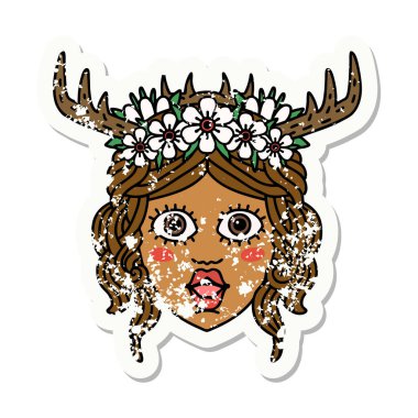 Retro Dövme Tarzı İnsan Druid karakteri yüzü