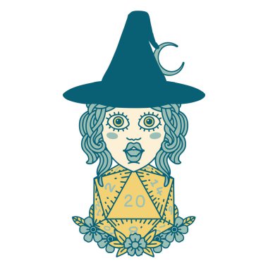 Retro Dövme Tarzı Doğal 20 zarlı İnsan Cadısı