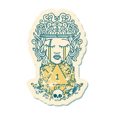 Retro Dövme Tarzı Ağlayan Elf Barbar Karakteri