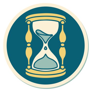 Geleneksel bir saat camı stiliyle dövme çıkartması.