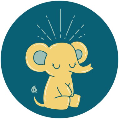 Dövme stili şirin bir fil ikonu