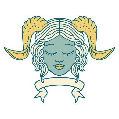 Retro Dövme Biçimi karakter yüzünü kaydırma pankartı ile düzenliyor