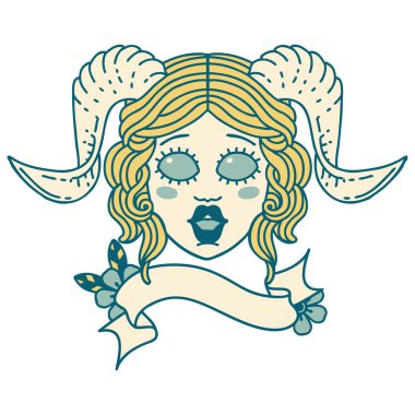 Retro Dövme Biçimi tiefling karakter yüzü 