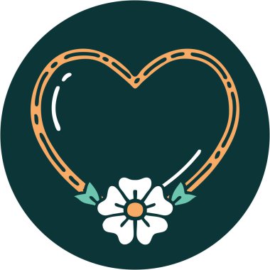 Bir kalp ve çiçeğin ikonik dövme şekli