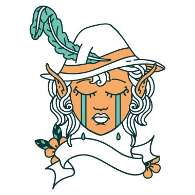 Retro Dövme Tarzı Ağlayan Elf Ozan Karakteri