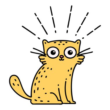 Geleneksel dövme tarzının bir örneği. Şaşırtıcı kedi.