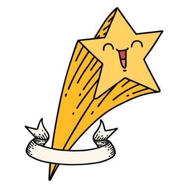 Dövme stili kayan yıldızlı parşömen.