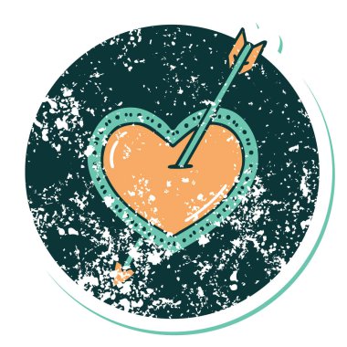 ok ve kalbin sembolik depresif dövme görüntüsü