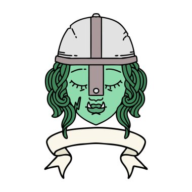 Retro Dövme Biçimli Ork savaşçı yüzü